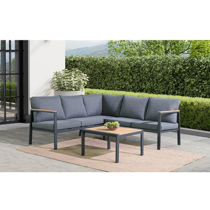 HIGOLD Rossio 4-Piece Outdoor Sectional Set - Matte Charcoal & Teak