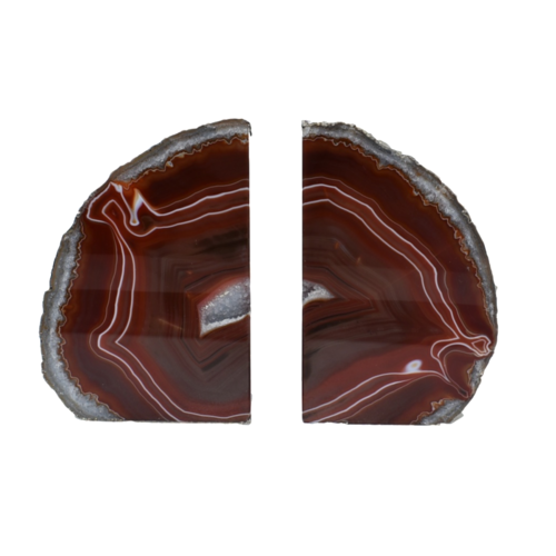 Silver Electroplated Agate Bookends | Polished Geode Book Ends