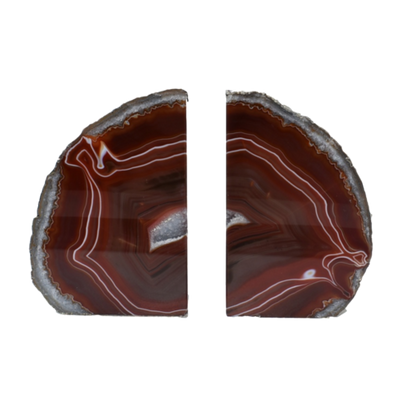 Silver Electroplated Agate Bookends | Polished Geode Book Ends