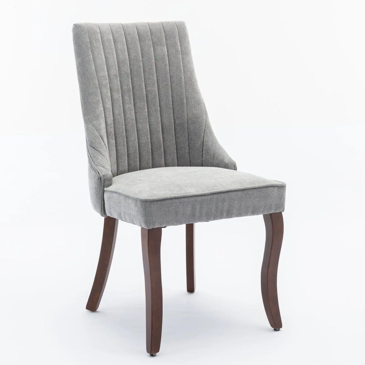 Curved Solid Wood Flocking Linen Side Chair (Single)