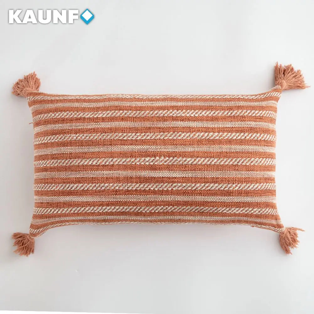 Cream White Tassel Cushion Cover – Textured Pillow Cover