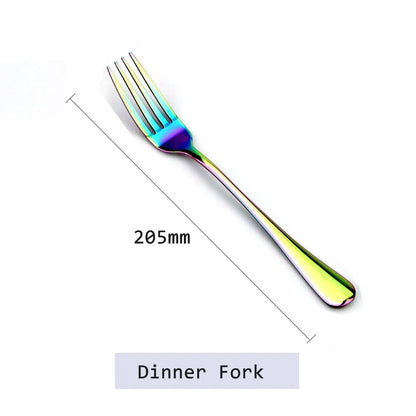Rainbow Stainless Steel Flatware Set (4-Piece) – Modern Mirror-Polished Cutlery