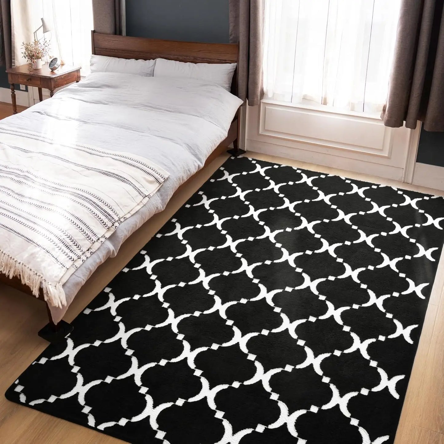 Noahas 6x9 Black Memory Foam Rug with Anti-Slip Backing