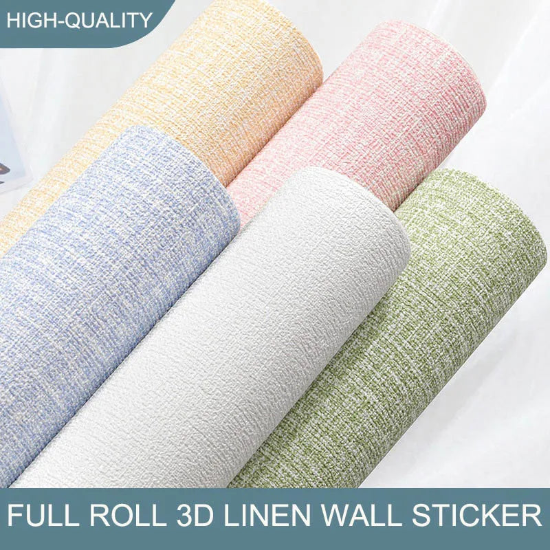 Self-Adhesive 3D Foam Wallpaper – Linen Texture, Thickened PVC Wall Covering