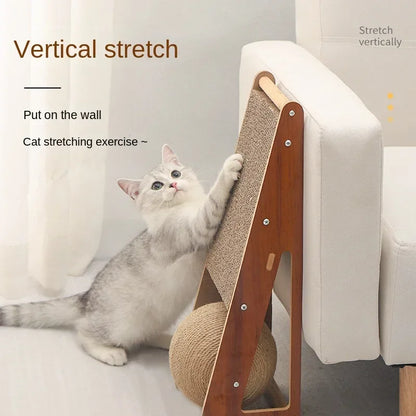 Cat Scratching Board with Detachable Vertical Ball | Sisal Cat Toy & Furniture Protector