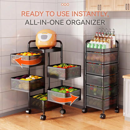 4- or 5-Tier Rotating Mesh Storage Cart