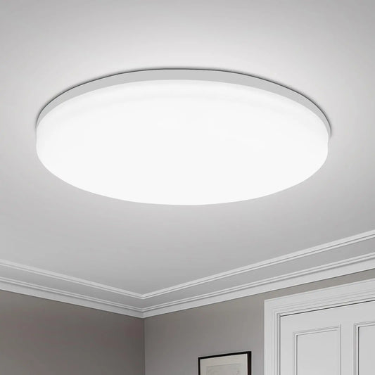 Ceiling light fixture in a room with white walls and trim