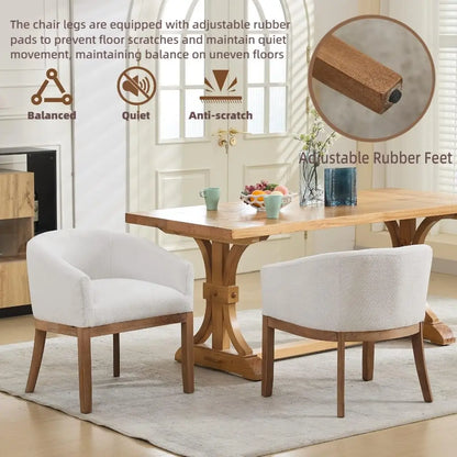 Mid-Century Modern Linen Upholstered Barrel Dining Chairs (Set of 4)