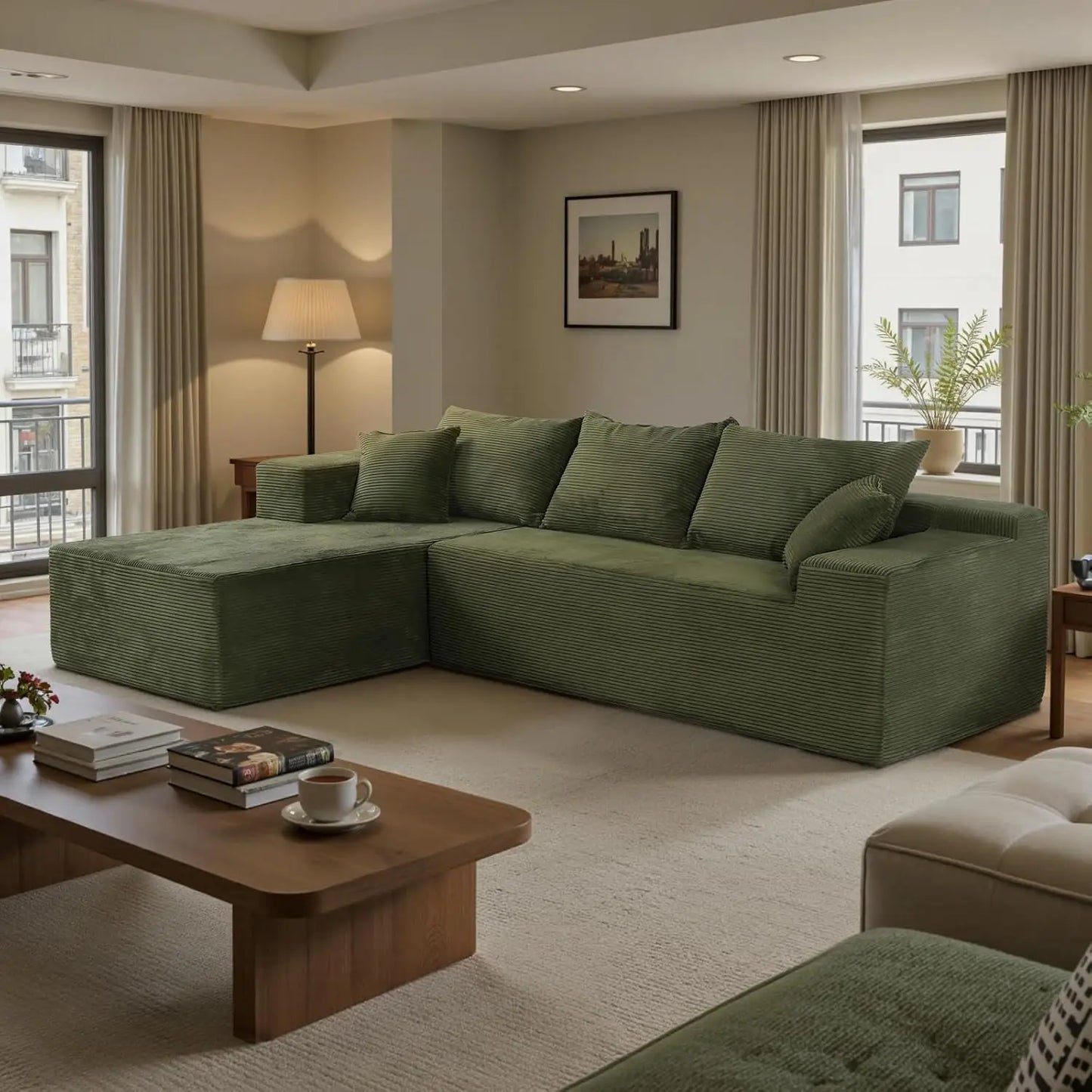 103" Wide Cloud Sectional Couch (Velvet Fabric)