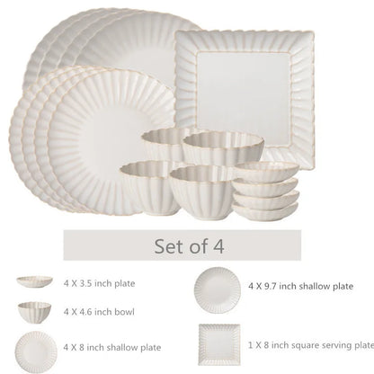 White Floral-Shaped Ceramic Dinner Set