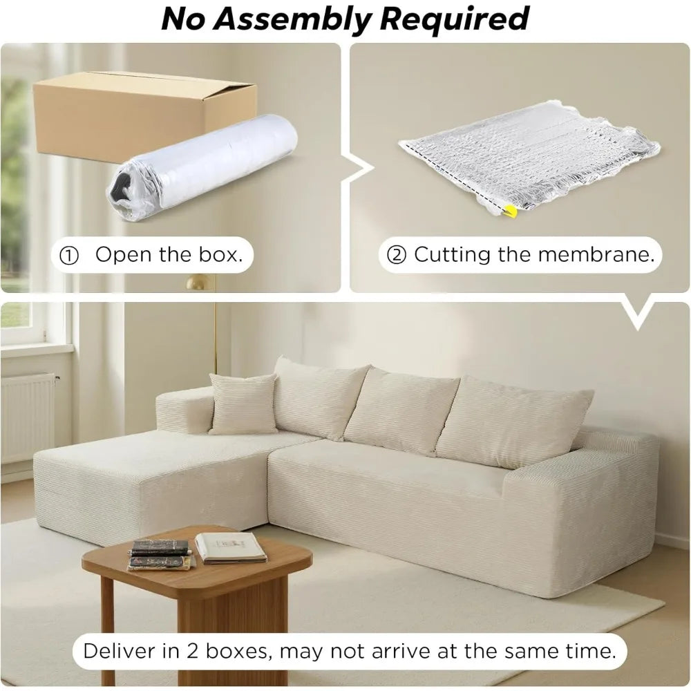 103" Wide Cloud Sectional Couch (Velvet Fabric)