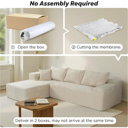 103" Wide Cloud Sectional Couch (Velvet Fabric)