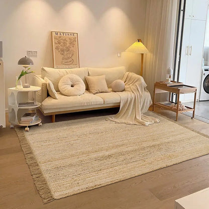 Hand-Woven Jute & Bamboo Fiber Rug – Natural Japanese Style