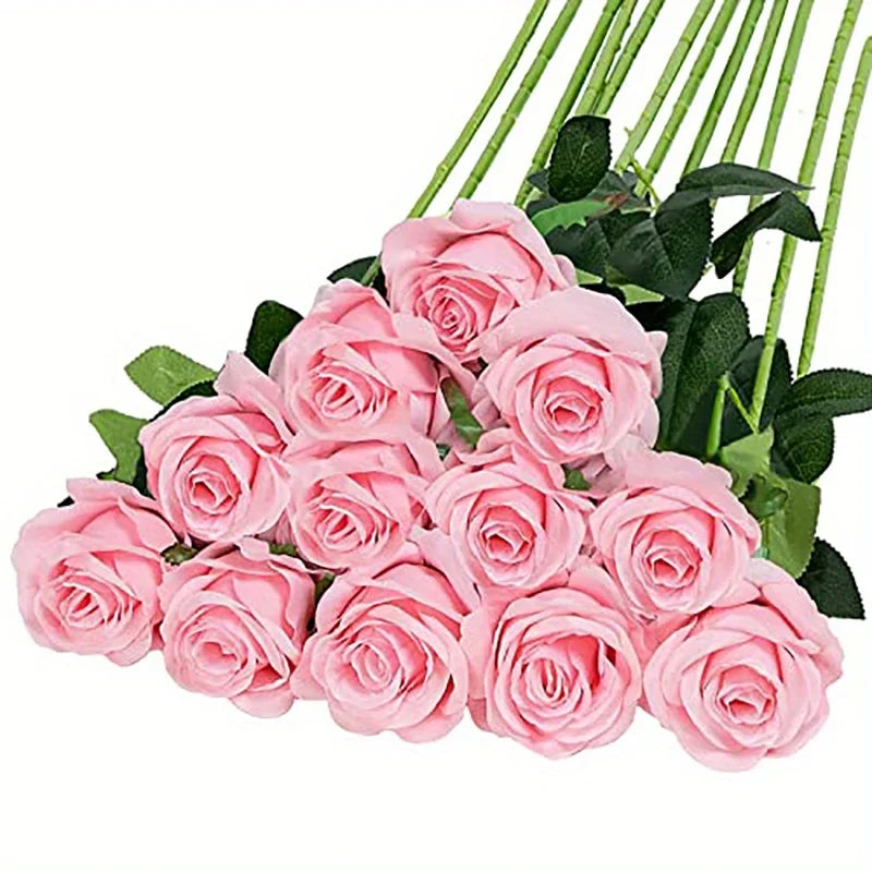 Velvet Touch Artificial Silk Rose Stems – Set of 12