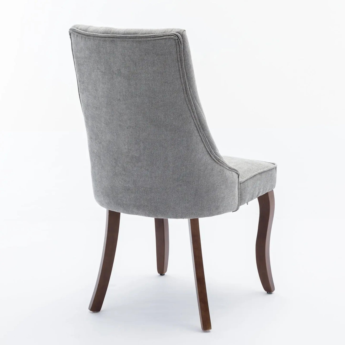 Curved Solid Wood Flocking Linen Side Chair (Single)