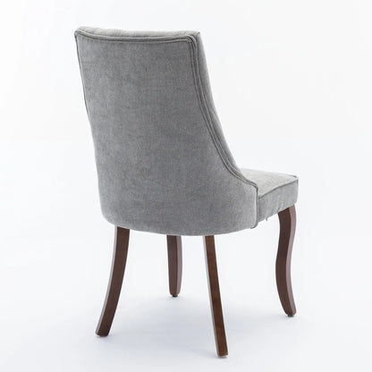 Curved Solid Wood Flocking Linen Side Chair (Single)