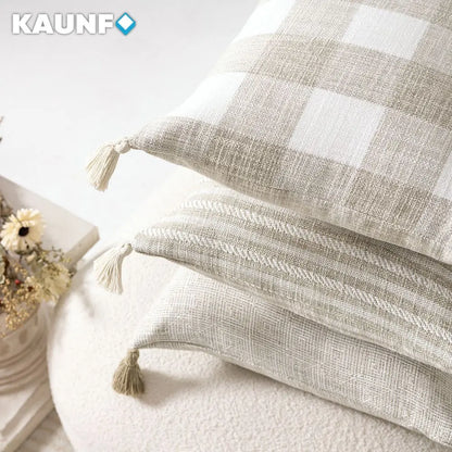 Cream White Tassel Cushion Cover – Textured Pillow Cover