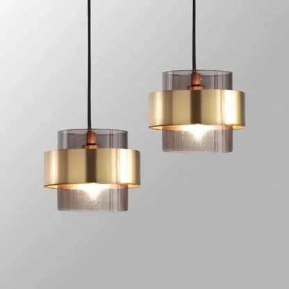 Modern Glass Pendant Light with Gold Accent