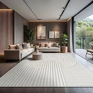 Luxury Modern Swirl Area Rug - High-Low Pile