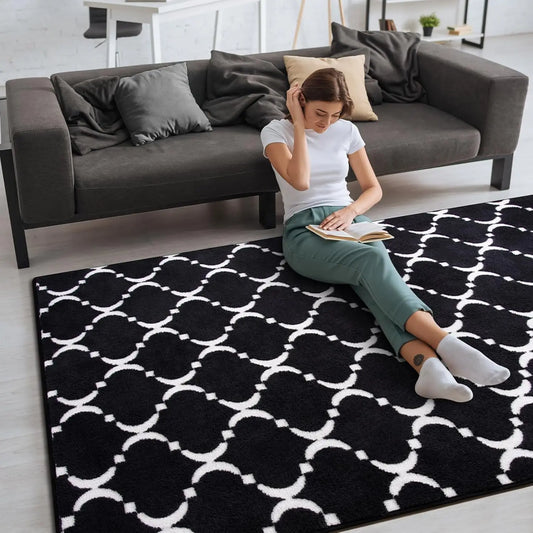 Noahas 6x9 Black Memory Foam Rug with Anti-Slip Backing