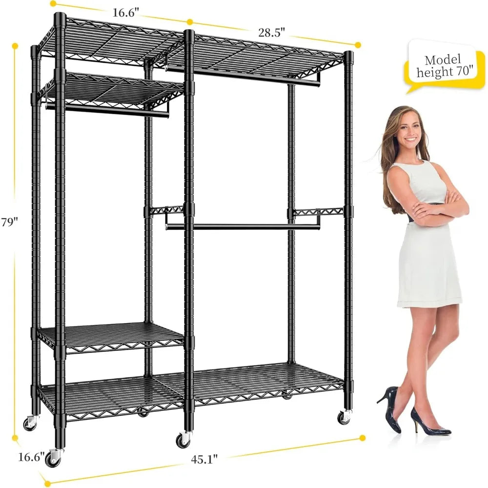 Heavy-Duty Clothes Rack for Bedroom & Laundry Room