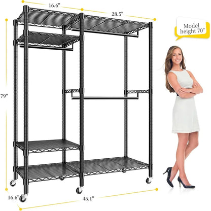 Heavy-Duty Clothes Rack for Bedroom & Laundry Room