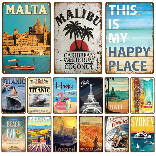 Seaside Memory Metal Sign – Vintage Wall Art