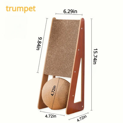 Cat Scratching Board with Detachable Vertical Ball | Sisal Cat Toy & Furniture Protector