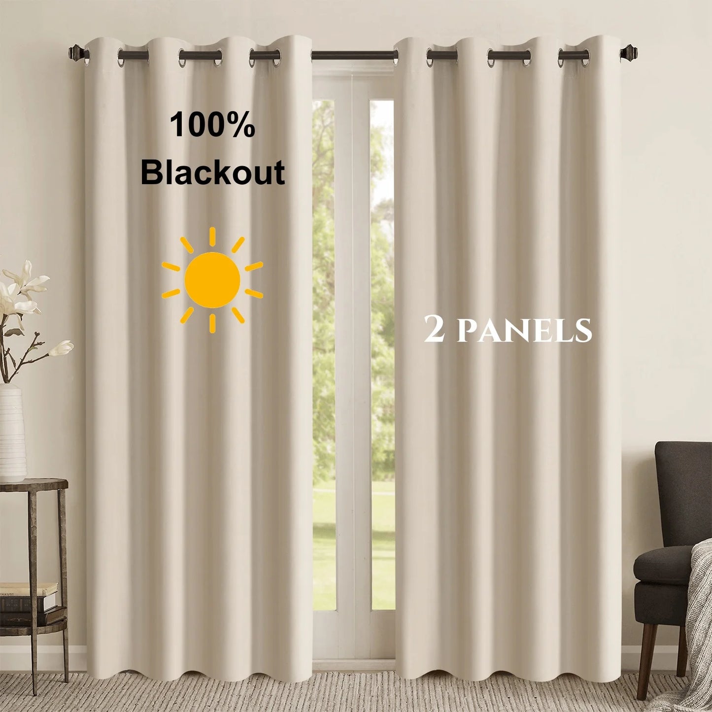 Solid Color Thermal 100% Blackout Drapes – Complete Light Control