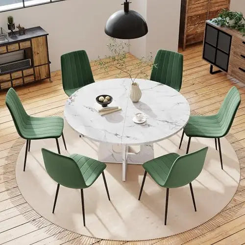 Linden 47" Round Walnut Dining Table Set with 4 Chairs
