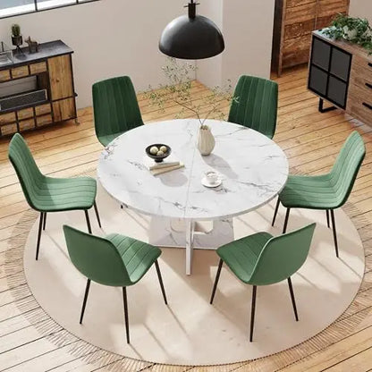 Linden 47" Round Walnut Dining Table Set with 4 Chairs
