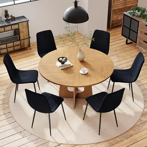 Linden 47" Round Walnut Dining Table Set with 4 Chairs