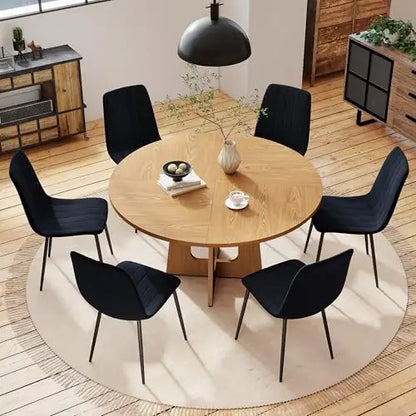 Linden 47" Round Walnut Dining Table Set with 4 Chairs