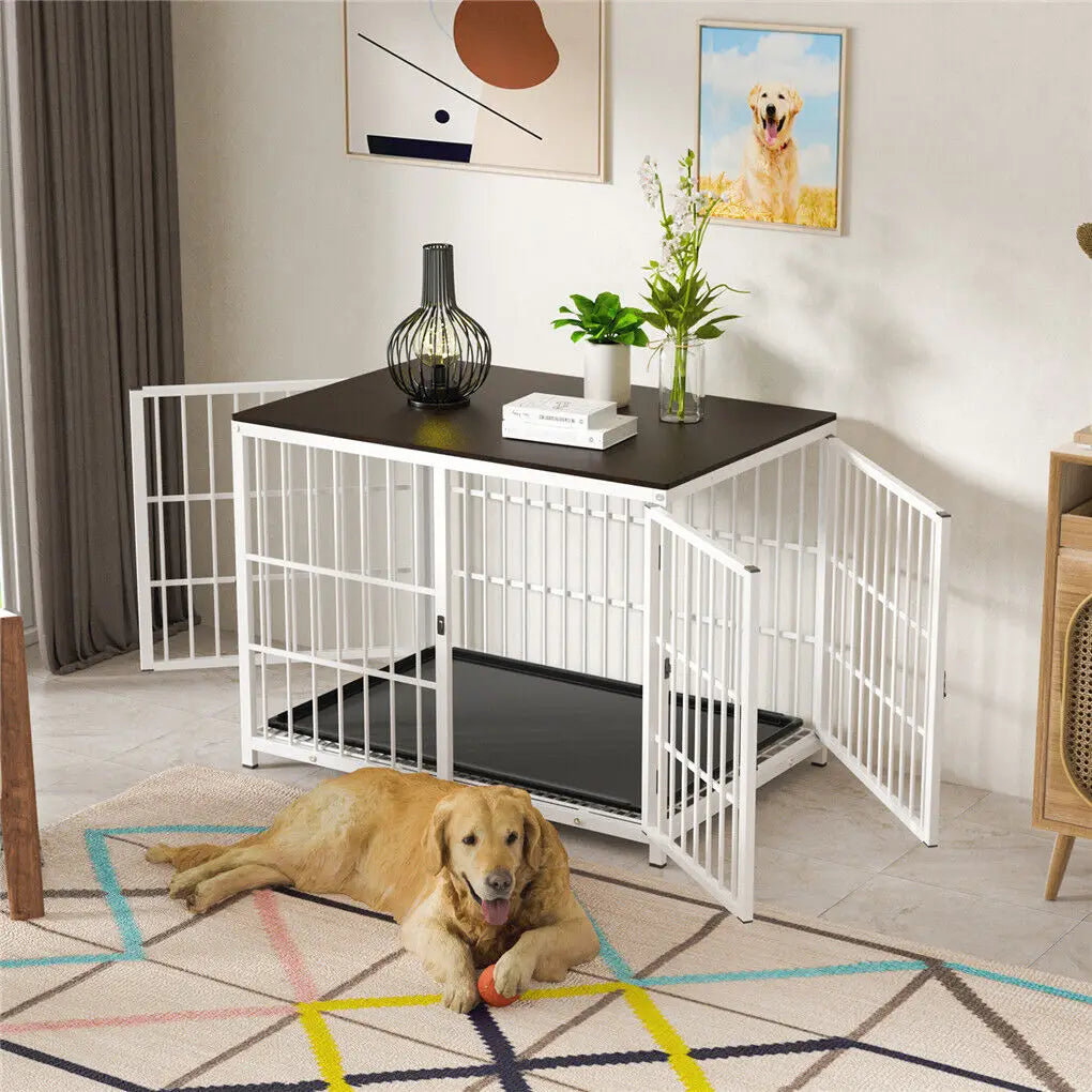 Heavy-Duty Dog Kennels with Wooden Table Top