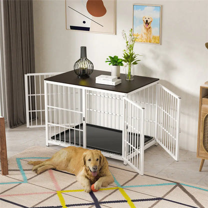 Heavy-Duty Dog Kennels with Wooden Table Top