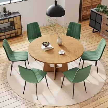 Linden 47" Round Walnut Dining Table Set with 4 Chairs