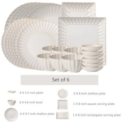 White Floral-Shaped Ceramic Dinner Set