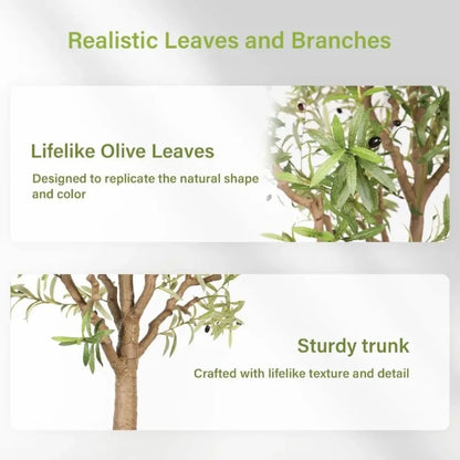 10-Foot Artificial Olive Tree with Natural Wood Trunk