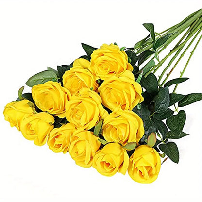Velvet Touch Artificial Silk Rose Stems – Set of 12