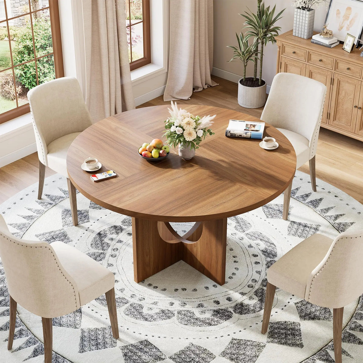 Round Pedestal Dining Table for 4–6