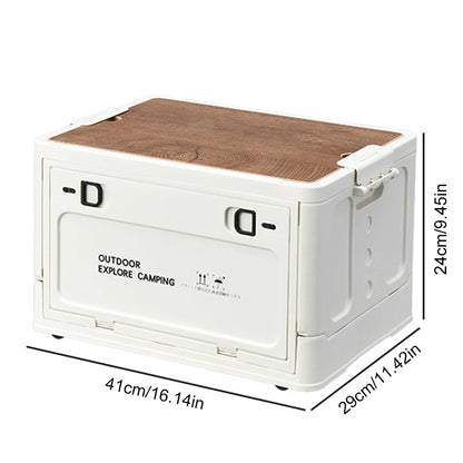 30L Folding Car Storage Box with Side-Door Access - Stackable Camping Table