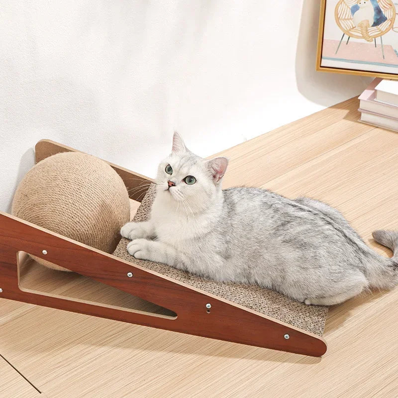 Cat Scratching Board with Detachable Vertical Ball | Sisal Cat Toy & Furniture Protector