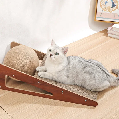 Cat Scratching Board with Detachable Vertical Ball | Sisal Cat Toy & Furniture Protector