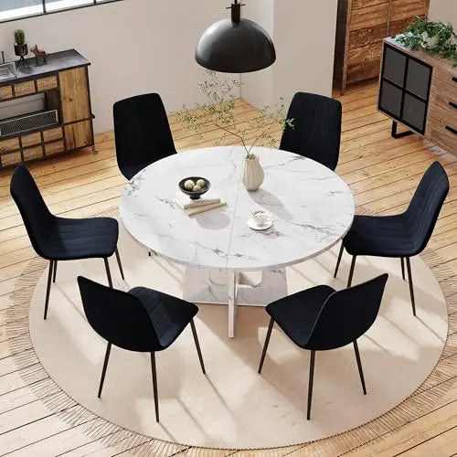 Linden 47" Round Walnut Dining Table Set with 4 Chairs