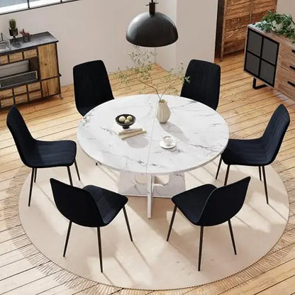 Linden 47" Round Walnut Dining Table Set with 4 Chairs