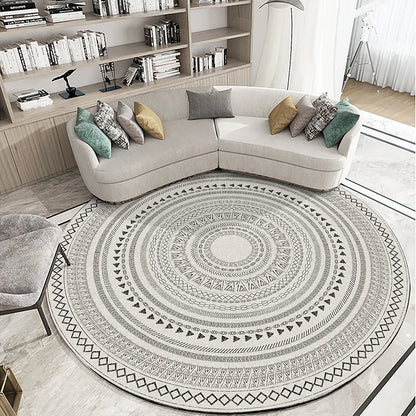 Modern Round Geometric Rug for Living Rooms