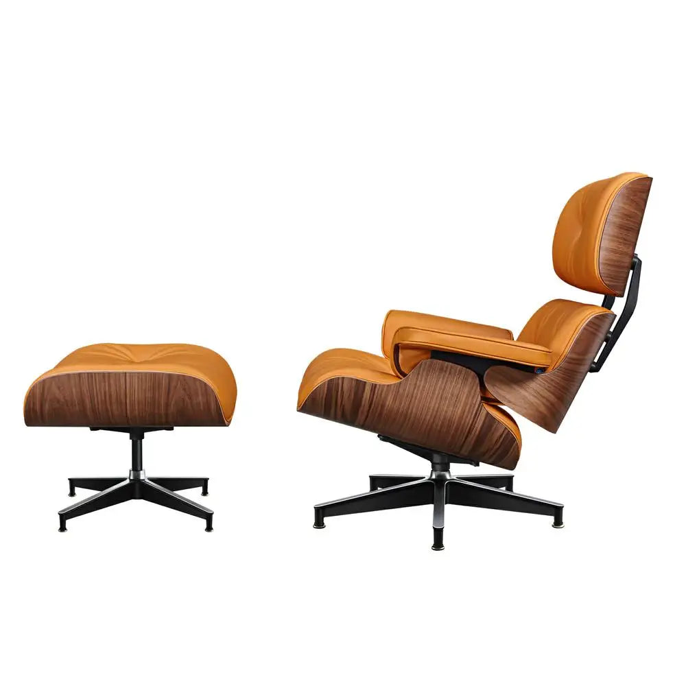 Top Grain Luxury Swivel Armchair and Ottoman