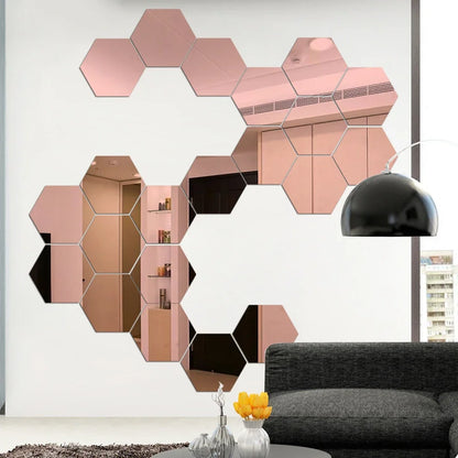 Acrylic Hexagon Mirror Stickers for Modern Wall Styling