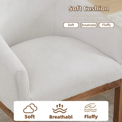 Mid-Century Modern Linen Upholstered Barrel Dining Chairs (Set of 4)
