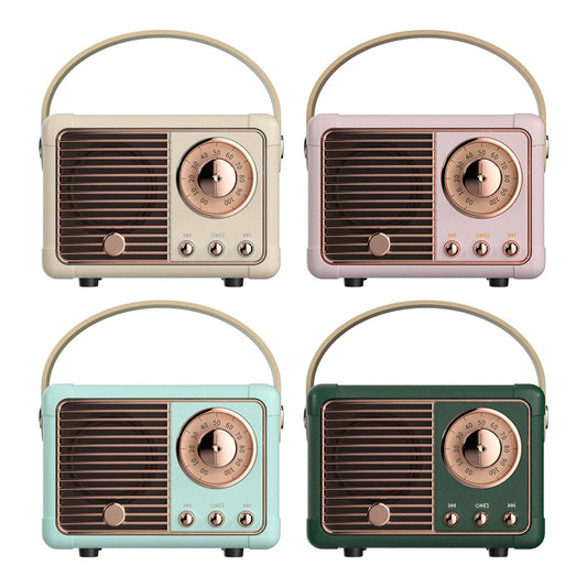 Vintage-Style Portable Bluetooth Speaker – Compact & Wireless with FM